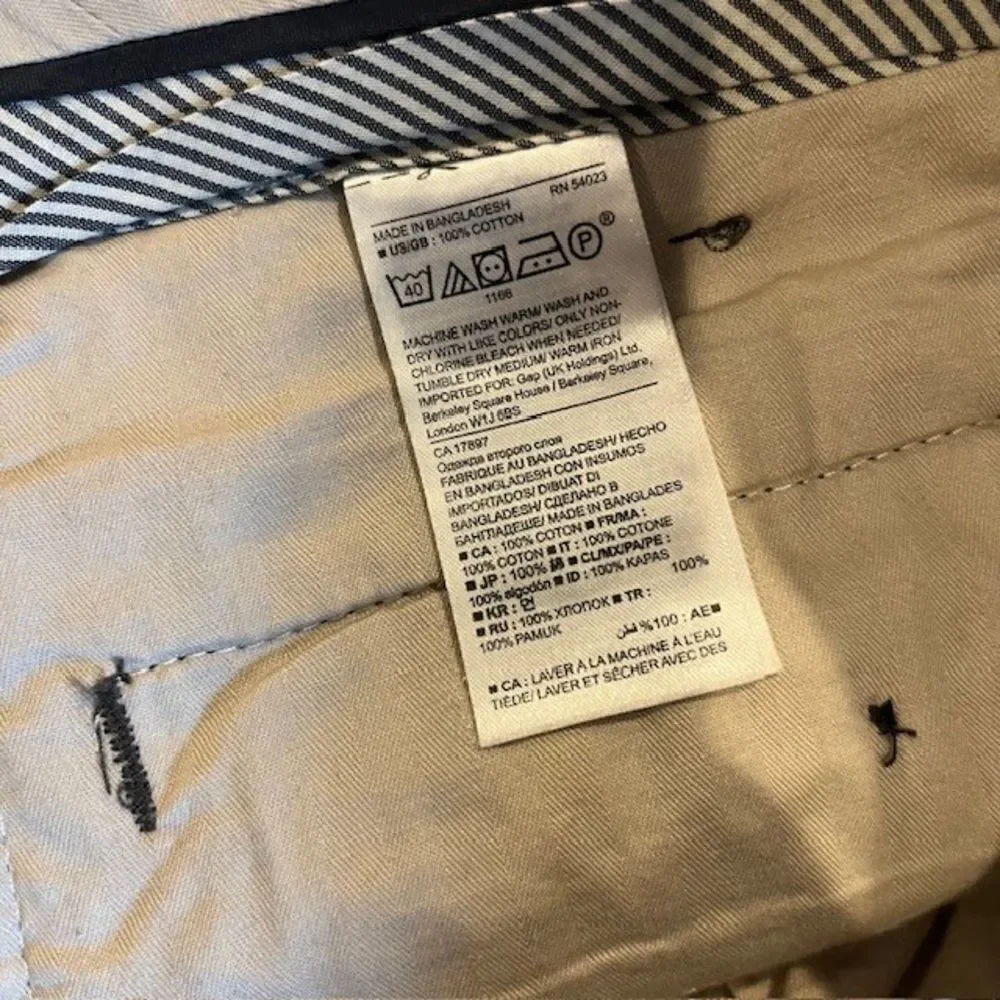 Banana Republic Emerson Chino Men's Flat Front Pants Gray Size 38x32‎